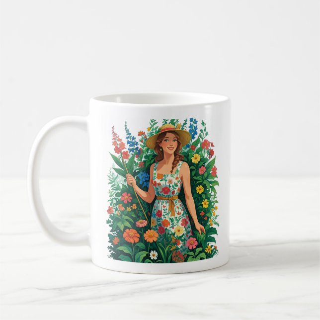 Garden Queen | Floral Gardener Aesthetic Kaffeetasse (Links)