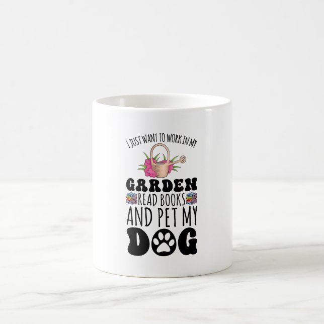 Garden Read Books and Pet Hogs Funny Pflanze Lover Kaffeetasse (Mittel)