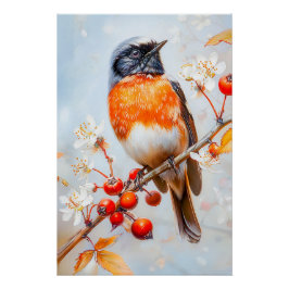 Garden Redstart in Soft Impressionist Brushstrokes Poster