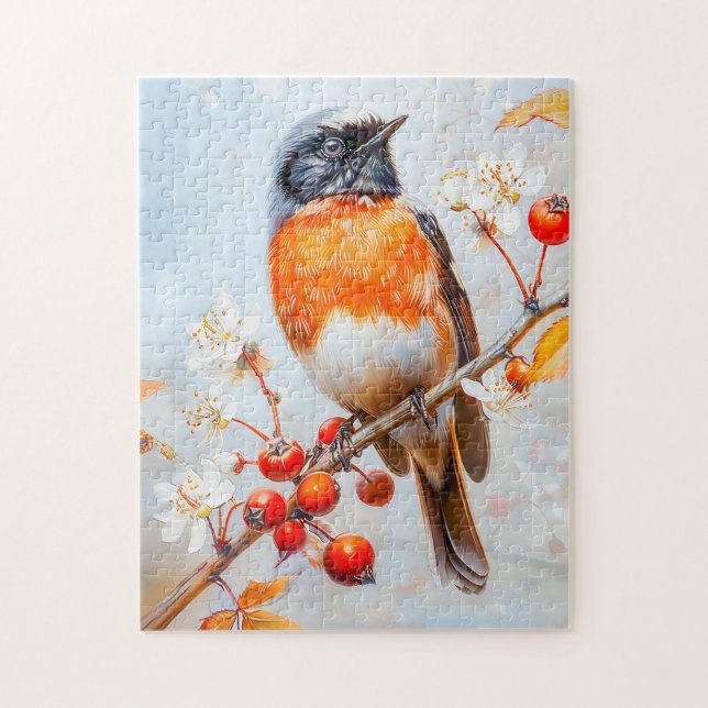 Garden Redstart in Soft Impressionist Brushstrokes Puzzle (Vertikal)