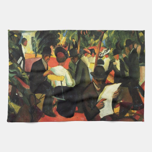 Garden Restaurant mit August Macke. Vintage Kunst Geschirrtuch (Horizontal)