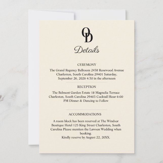 Garden Romantic Pastel Floral Wedding Details  Einladung (Vorderseite)