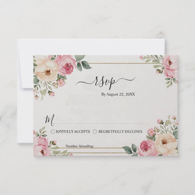 Garden Romantic Pastel Watercolor Floral Wedding RSVP Karte (Vorderseite)