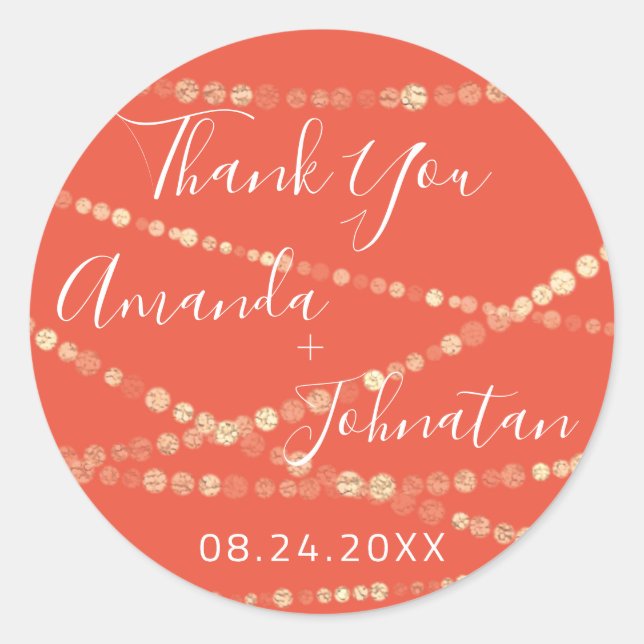 Garden Rose Gold Leaf Name Datum Korallengoldleuch Runder Aufkleber (Vorderseite)