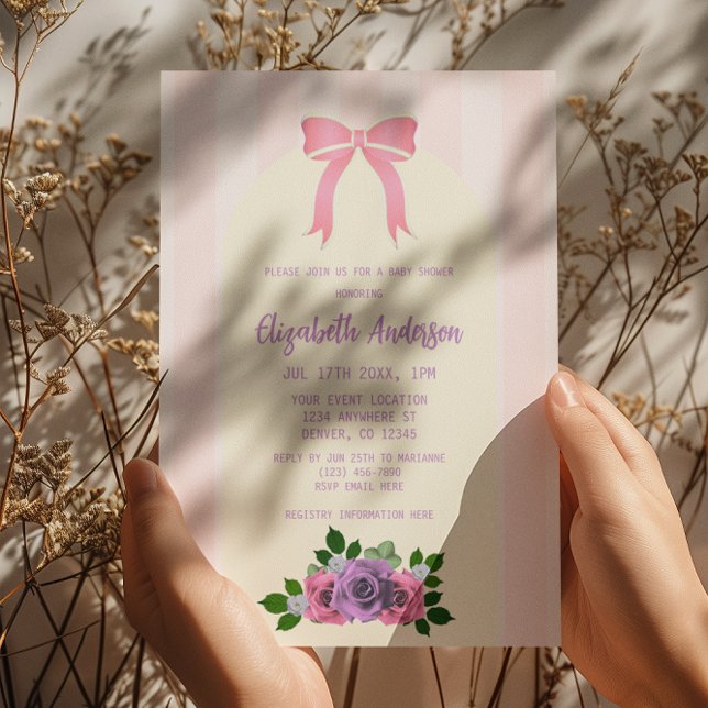 Garden Rose Pink Baby Dusche Einladung (Von Creator hochgeladen)