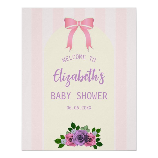Garden Rose Pink Baby Dusche Poster (Vorderseite)