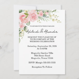 Garden Rose Pink Wedding Einladung
