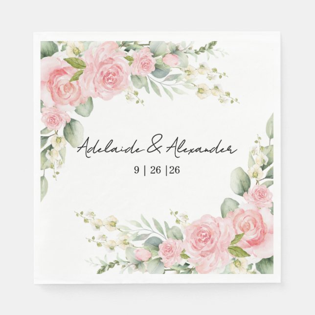 Garden Rose Rosa Hochzeitsempfang Serviette (Vorderseite)