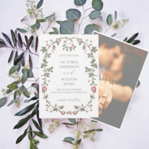 Garden Sage Green Save the Date Einladung Foto