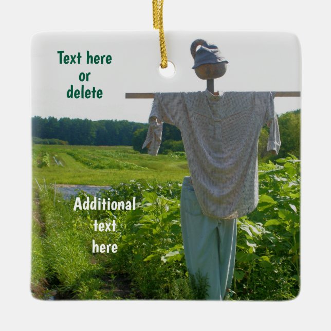 Garden Scarecrow Natur Personalisiert Keramikornament (Vorderseite)