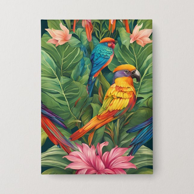 Garden Serenity: Vogel in Bloom Button (Vorderseite)