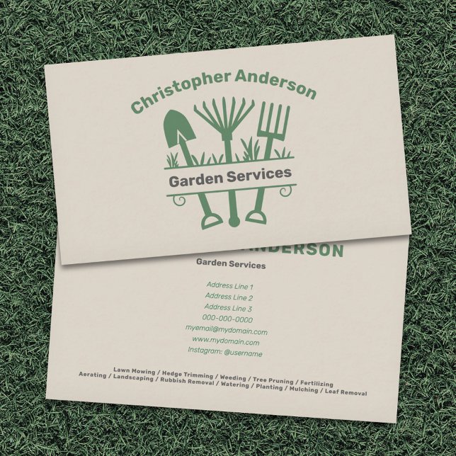 Garden Services - Tools Monogram Visitenkarte (Garden Services - Tools Monogram Business Card)