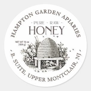 Garden Skep mit kleinen Bienen Honey Jar Label Runder Aufkleber