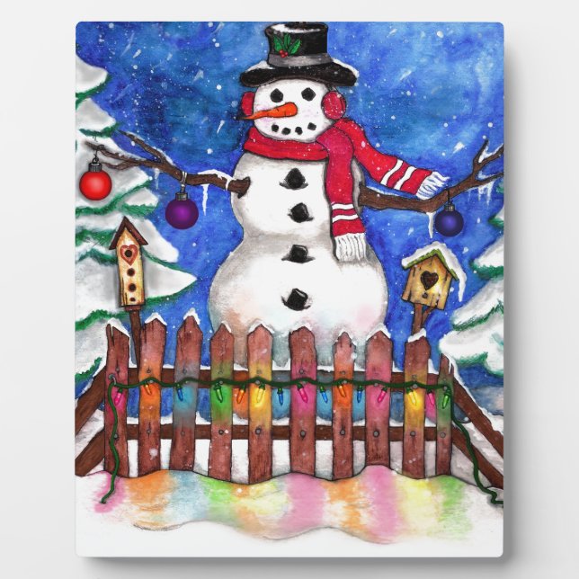 Garden Snowman Fotoplatte (Vorderseite)