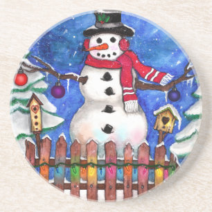 Garden Snowman Sandstein Untersetzer