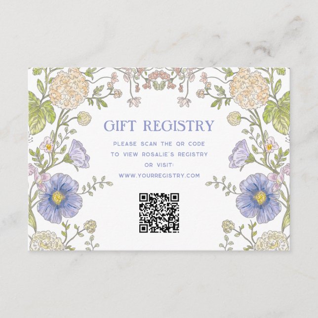 Garden Spring Floral Bridal Shower QR Code Begleitkarte (Vorderseite)