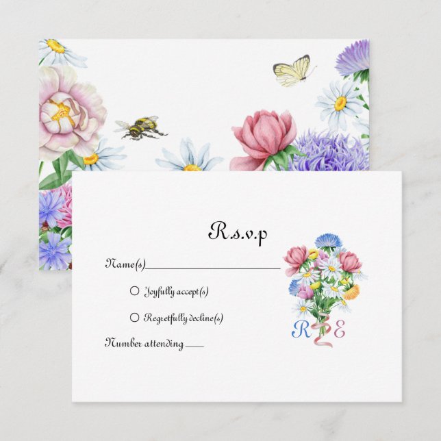 Garden Spring Wedding RSVP Karte (Vorne/Hinten)