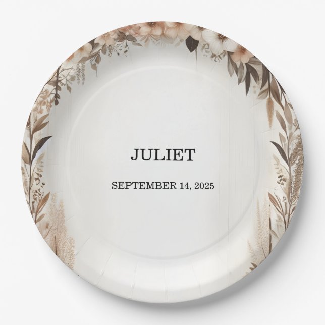 Garden Spring Wood Boho Rustikales Brautparty Pappteller (Vorderseite)