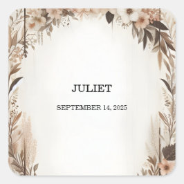Garden Spring Wood Boho Rustikales Brautparty Quadratischer Aufkleber