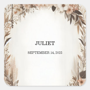 Garden Spring Wood Boho Rustikales Brautparty Quadratischer Aufkleber