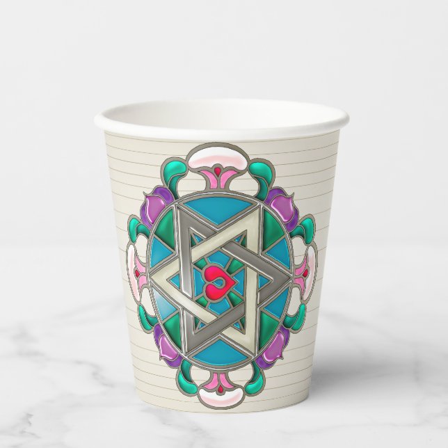 Garden Star in Lilac Shabbos Paper Cups Pappbecher (Vorderseite)