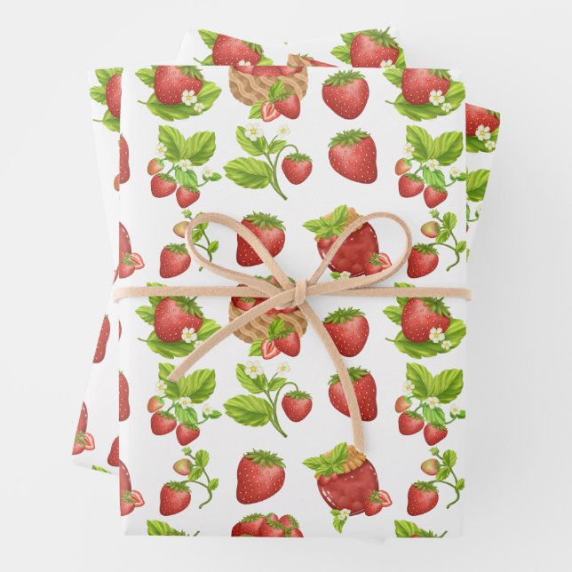 Garden Strawberries und Strawberry Jam Geschenkpapier Set (Beispiel)