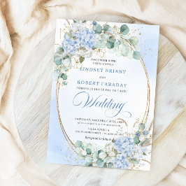 Garden Style Blue Hydrangea Wheat Wedding Invite Einladung