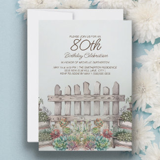 Garden Succulents Gate Botanical 80. Geburtstag Einladung