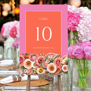 Garden Sunrise Pink Orange Blume Tischnummer