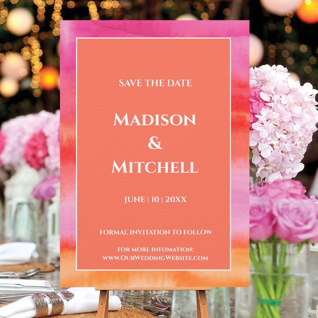 Garden Sunrise Pink Orange Hochzeit Einladung (Von Creator hochgeladen)