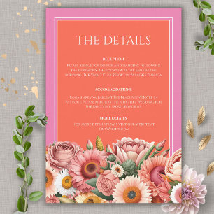 Garden Sunrise Pink Orange Moderne Blumenhochzeit Begleitkarte
