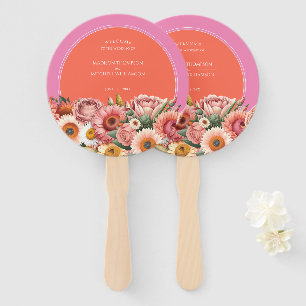 Garden Sunrise Pink Orange Moderne Blumenhochzeit Fächer