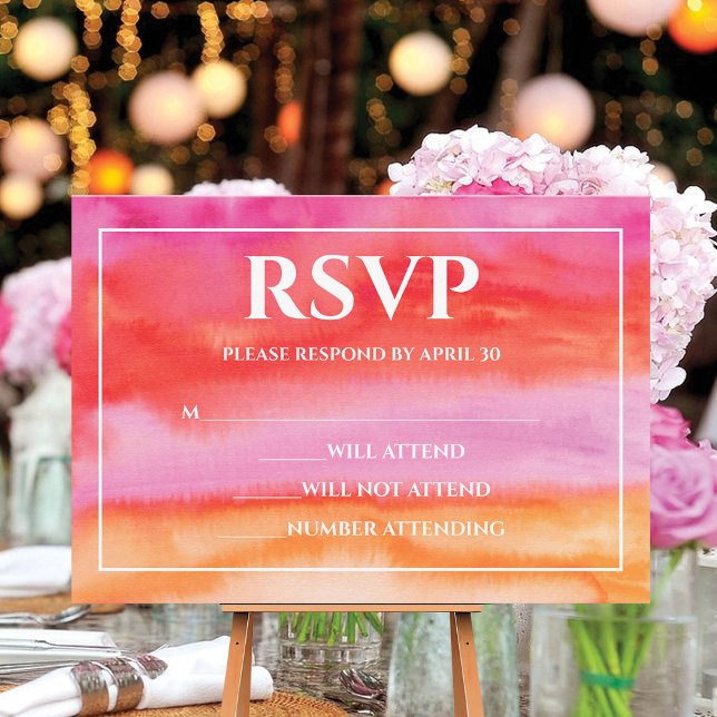 Garden Sunrise Pink Orange Watercolor Wedding RSVP (Von Creator hochgeladen)