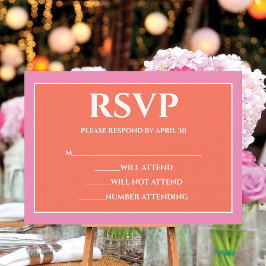 Garden Sunrise Pink Orange Watercolor Wedding RSVP Karte