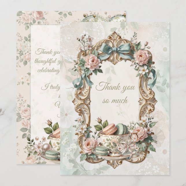 Garden Tea Party Floral Thank You Card Dankeskarte (Vorne/Hinten)