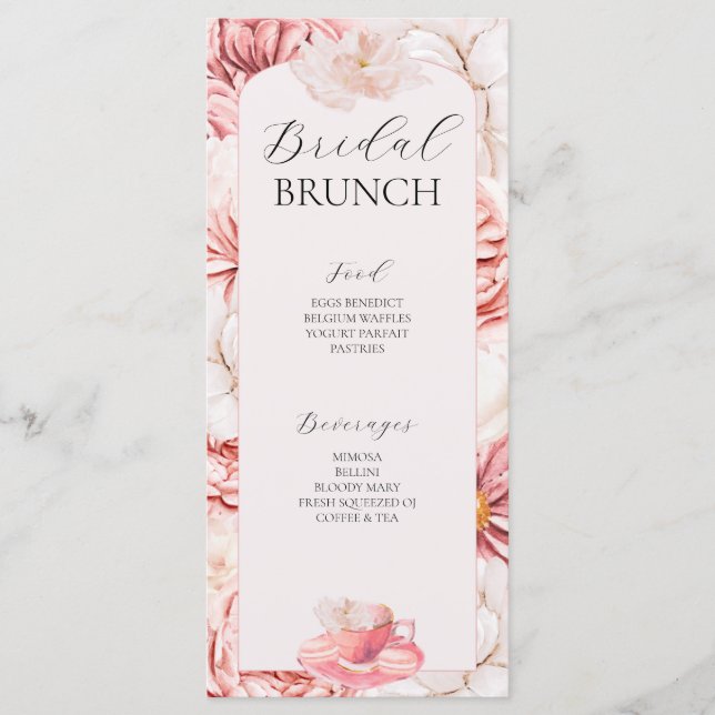 Garden Tee Party Brautparty Menu Menükarte (Vorderseite)