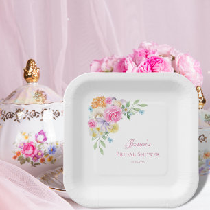 Garden Tee Party Wasserfarben Brautparty Pappteller