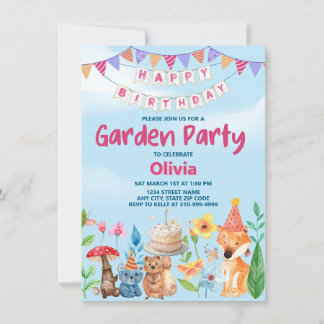 Garden Themed Birthday Party Invitation Einladung