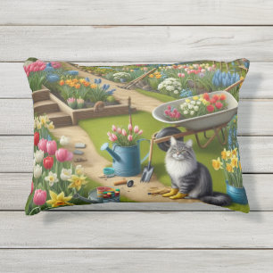 Garden Time Blume und Cat Outdoor Accent Kissen Für Draußen