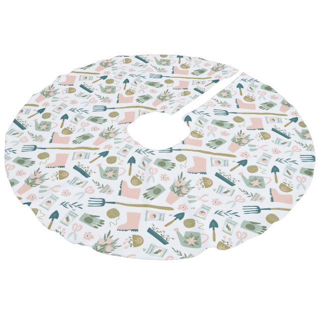 Garden Time Tree Skirt Leinenimitat Weihnachtsbaumdecke (Schrägansicht)