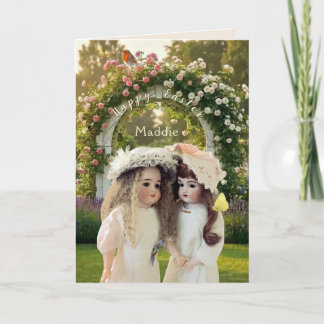 Garden Trellis Antique Dolls 5" x 7" Card Dankeskarte