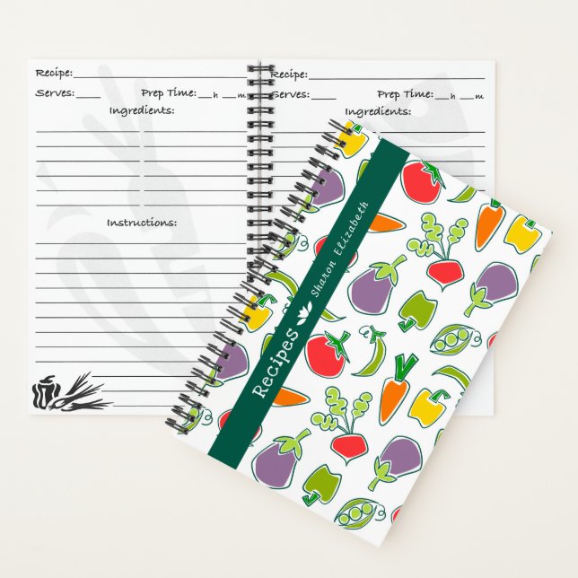 Garden Veggies Personalisiertes Rezept Notebook Notizbuch (Innen)