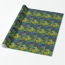 Garden View Sonnenblumen Gänseblumen Kosmos Geschenkpapier