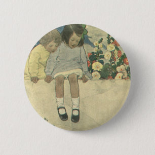Garden Wall Jessie Willcox Smith, Vintage Kinder Button