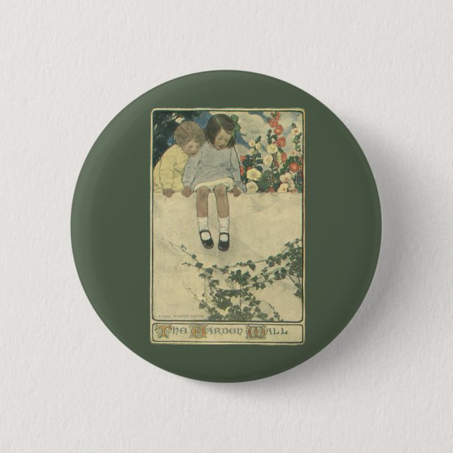 Garden Wall Jessie Willcox Smith, Vintage Kinder Button (Vorderseite)