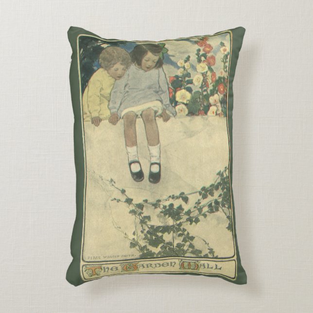 Garden Wall Jessie Willcox Smith, Vintage Kinder Dekokissen (Vorderseite(Vertikal))