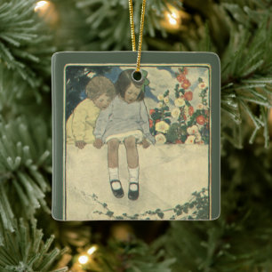 Garden Wall Jessie Willcox Smith, Vintage Kinder Keramikornament