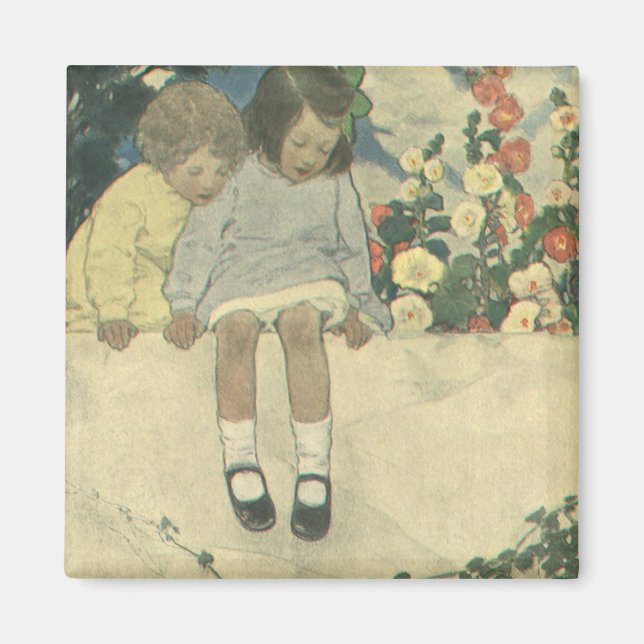 Garden Wall Jessie Willcox Smith, Vintage Kinder Magnet (Vorne)