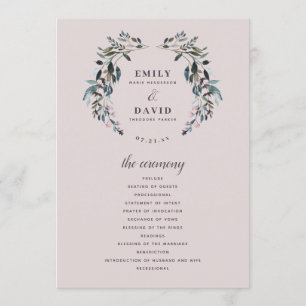 Garden Wappen Mauve Lila Blumenzeremonie Programm