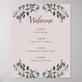 Garden Wappen Mauve Lila Floral Wedding Programm Poster